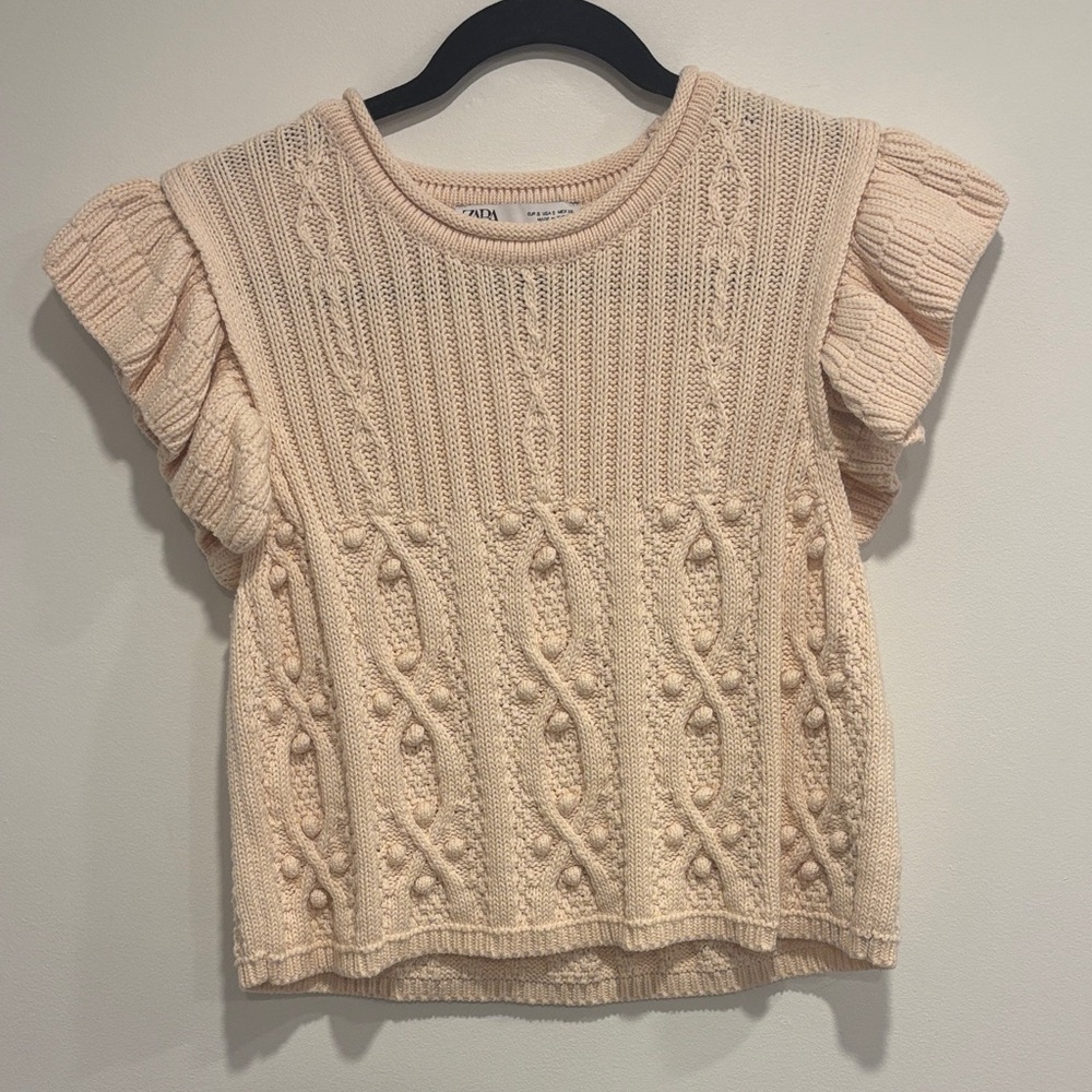Zara Beige Cable Knit Top